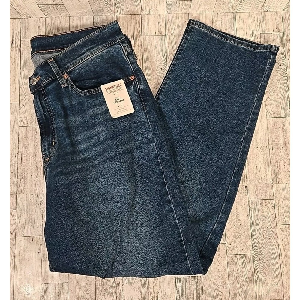 Levi Signature Jeans 16 Womens Heritage Easy Straight Mid Rise Destructed Knees